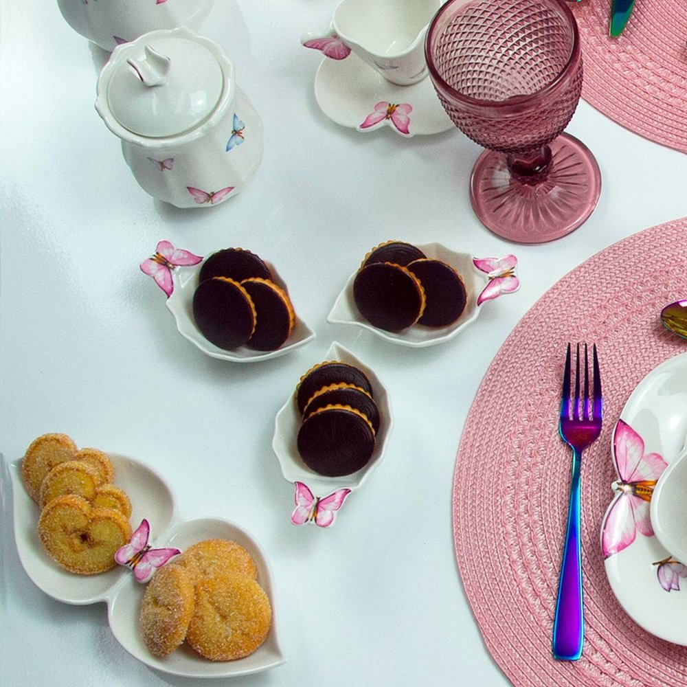 conjunto 3 bowls em porcelana borboletas 12 cm