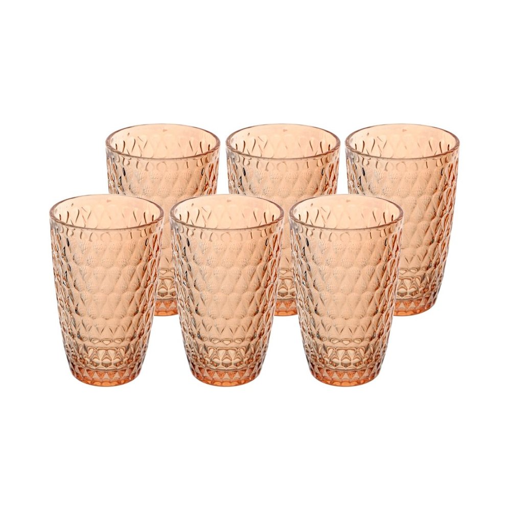 jogo de copos em vidro 06 pecas 355 ml amelie ambar 1