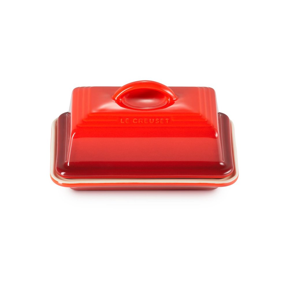 manteigueira em porcelana le creuset vermelho