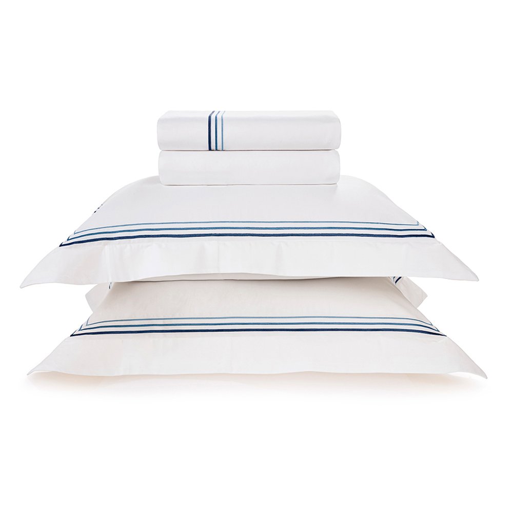 jogo de cama trussardi fortore branco e marinho