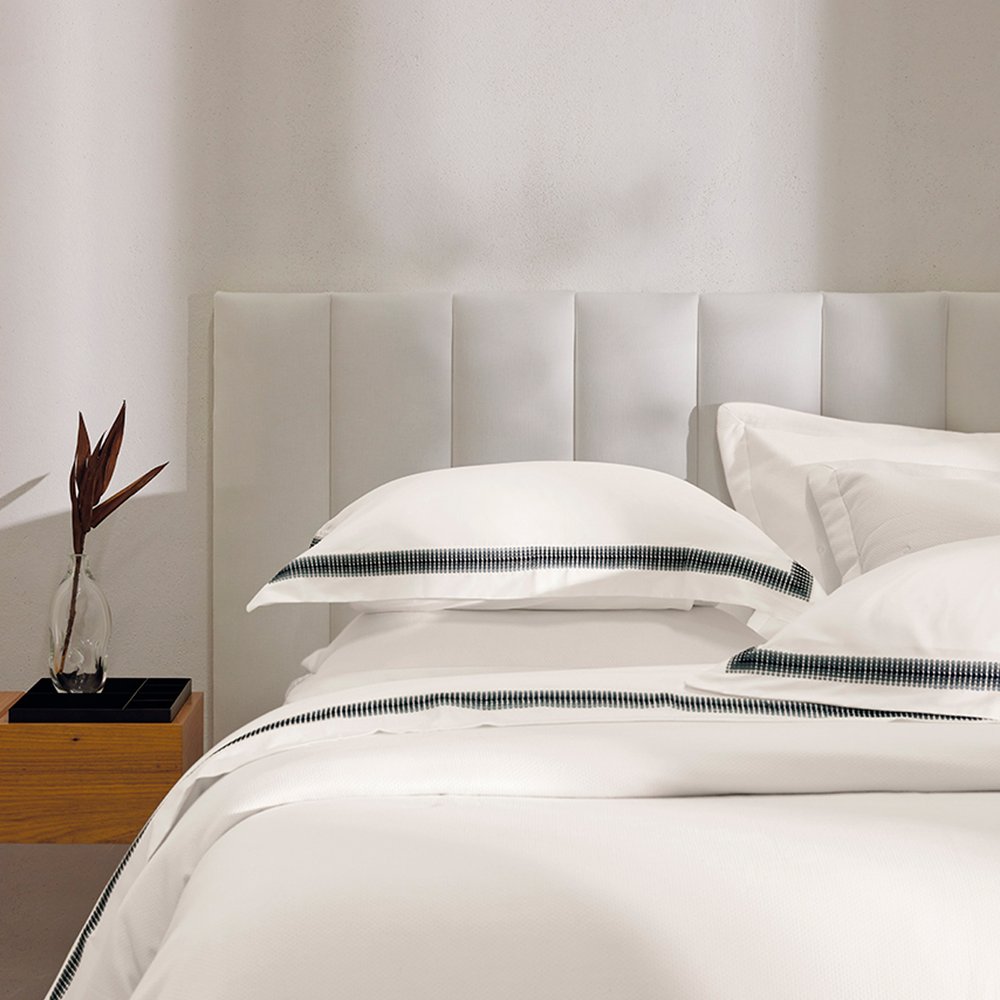 05 jogo de cama trussardi 300 fios cetim 100 algodao egipcio branco ardosia san martino queen