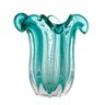 02 vaso murano flat em vidro italy pequeno verde tiffany