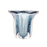 01 vaso murano ondulado em vidro azul grande