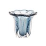 02 vaso murano ondulado em vidro azul grande