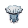 03 vaso murano ondulado em vidro azul grande