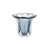 01 vaso murano ondulado em vidro azul pequeno