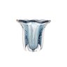 04 vaso murano ondulado em vidro azul pequeno