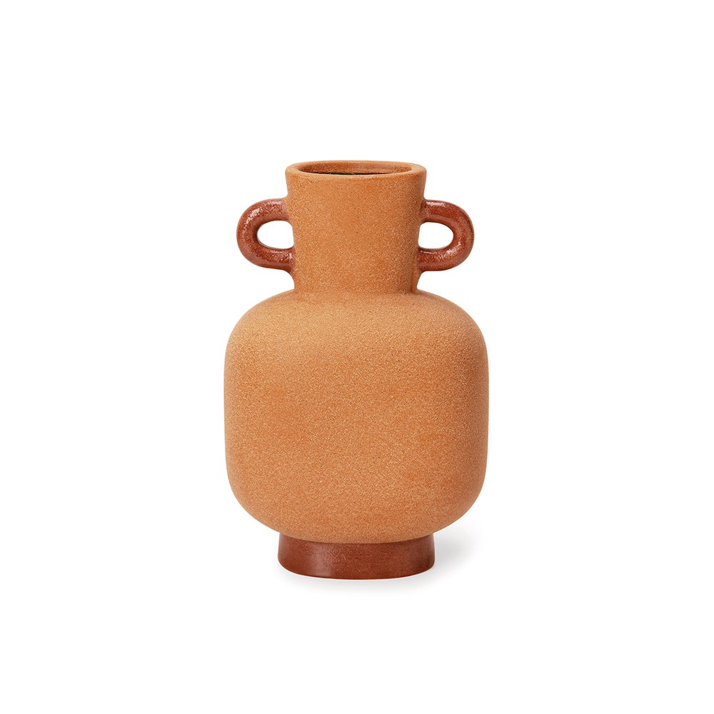 vaso jarro em ceramica marrom alto