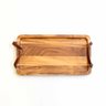 02 bandeja retangular em madeira com alcas de couro grande