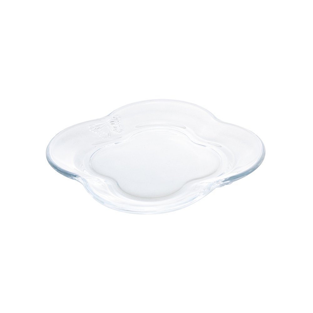 01 conjunto 04 pratos para sobremesa butterfly em vidro wolff