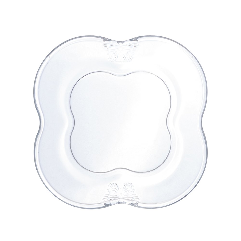 03 conjunto 04 pratos para sobremesa butterfly em vidro wolff