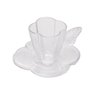 03 conjunto 04 xicaras de cha com pires em vidro butterfly 180 ml