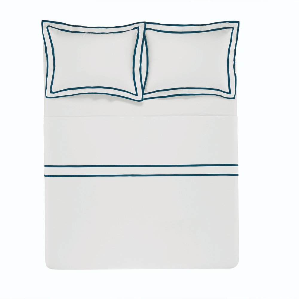 01 jogo de cama trussardi 300 fios 100 algodao egipcio castello branco e nero