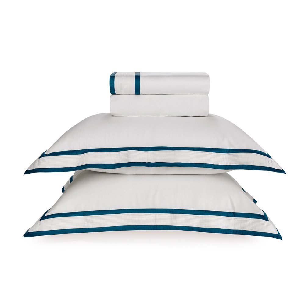 03 jogo de cama trussardi 300 fios 100 algodao egipcio castello branco e nero