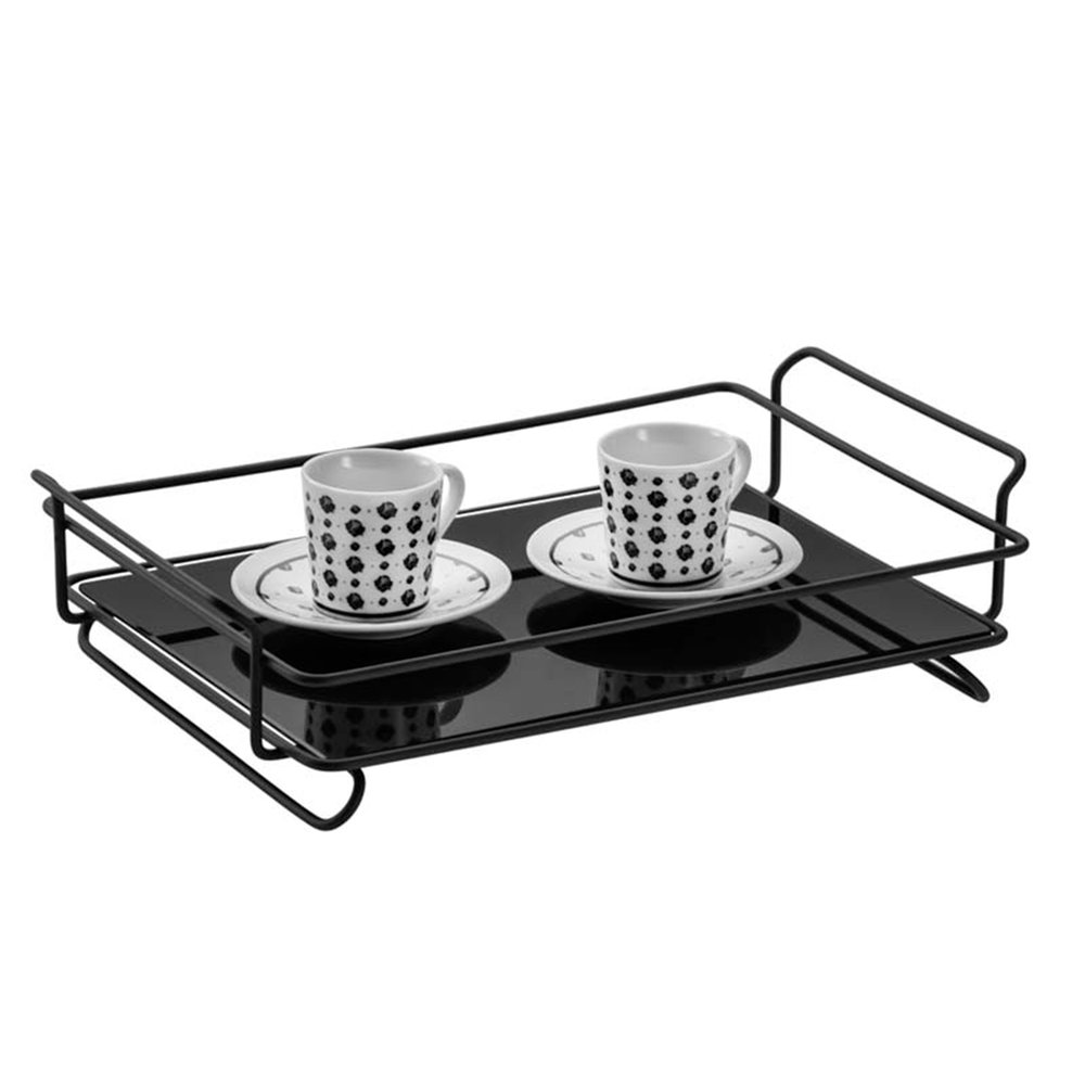 01 bandeja aramada com vidro iris grande preto fosco