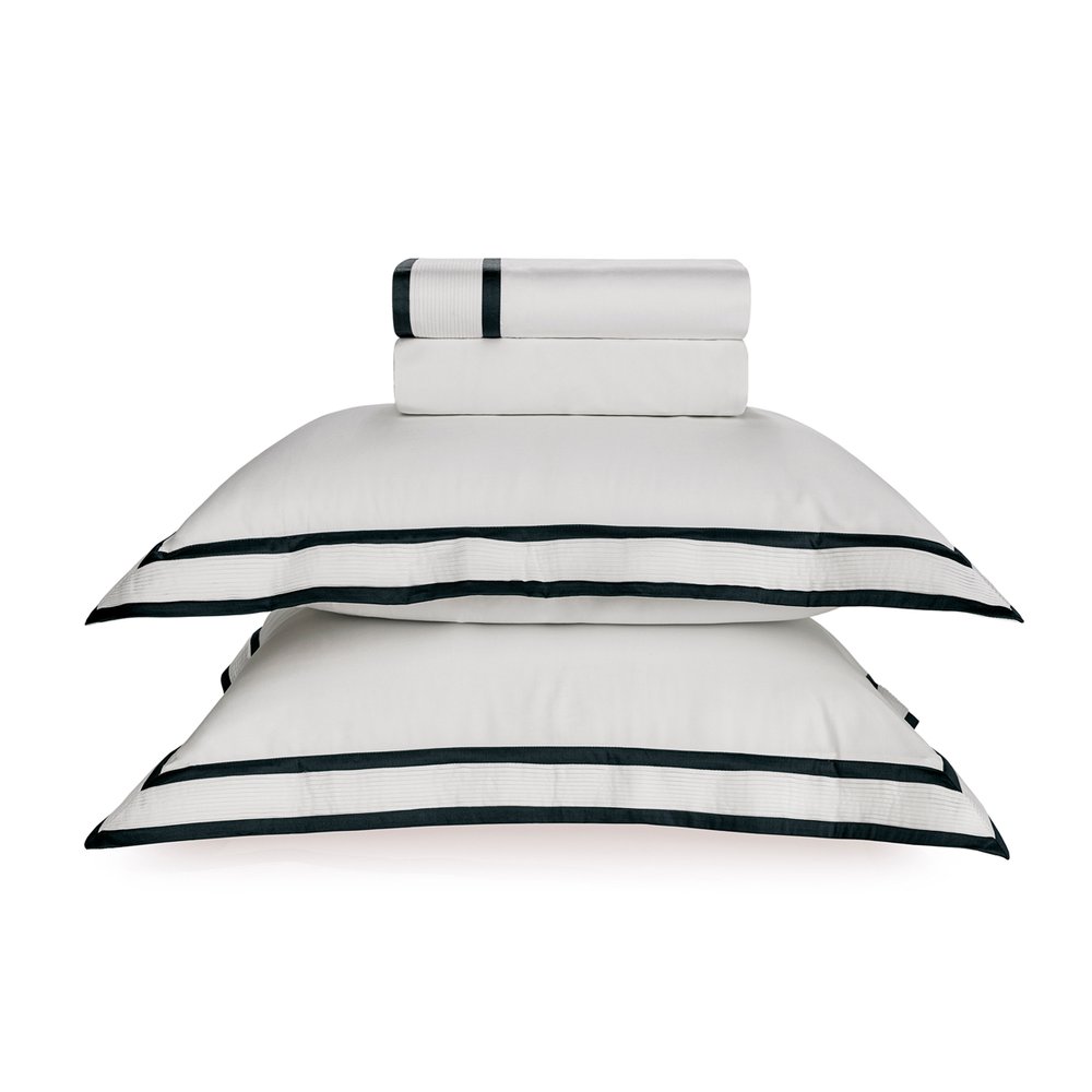 jogo de cama trussardi 300 fios 100 algodao egipcio castello branco e nero