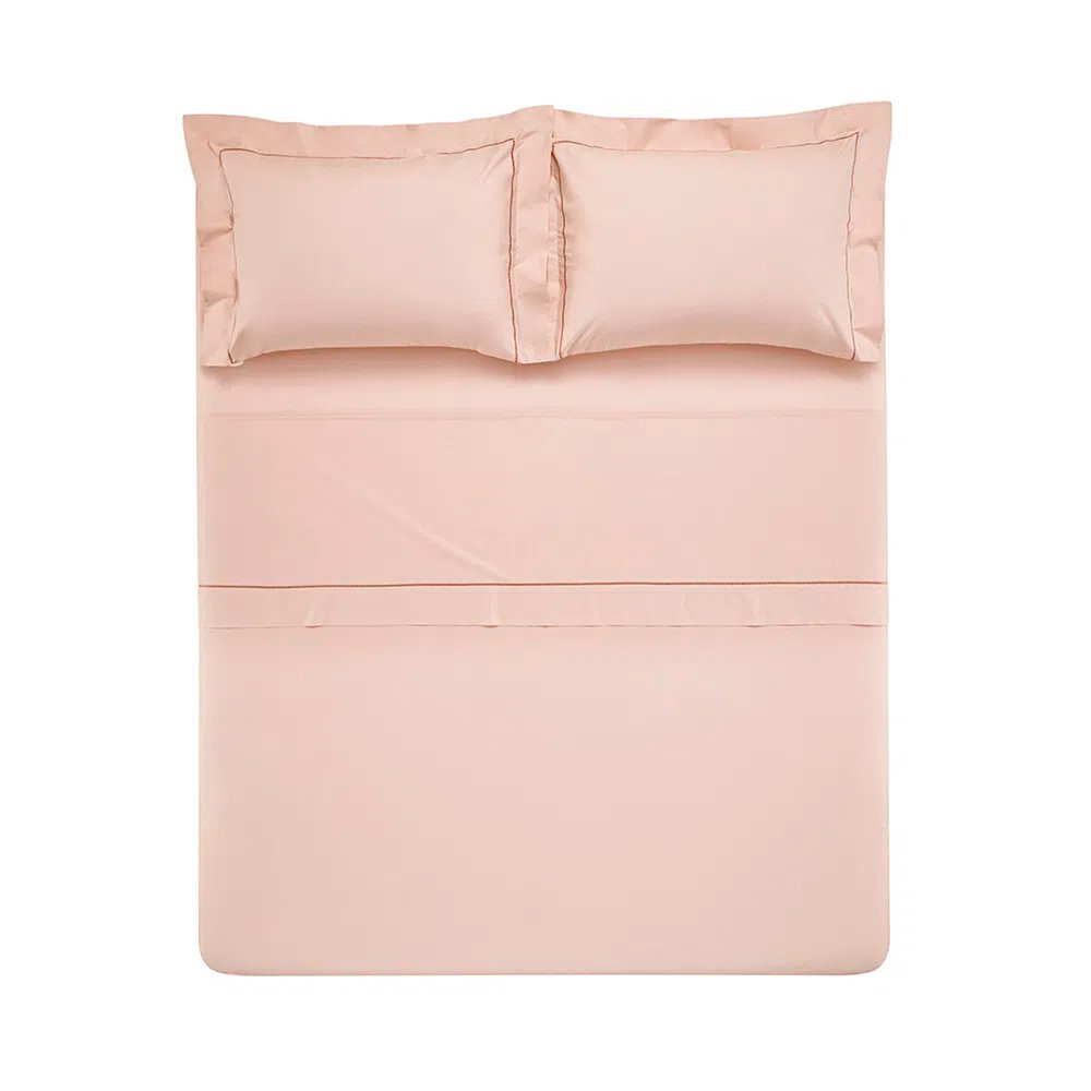 02 jogo de cama trussardi 200 fios 100 algodao cammillo rosa e rosa escuro queen