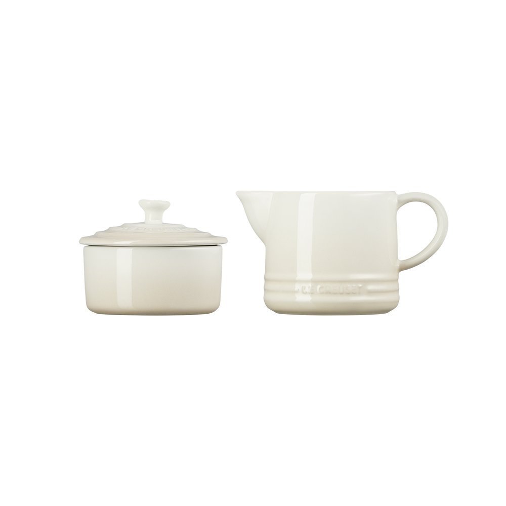 03 conjunto leiteira e acucareiro le creuset meringue