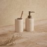 02 porta sabonete liquido em cimento granito bege