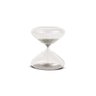 01 ampulheta decorativa em vidro prata 5 minutos