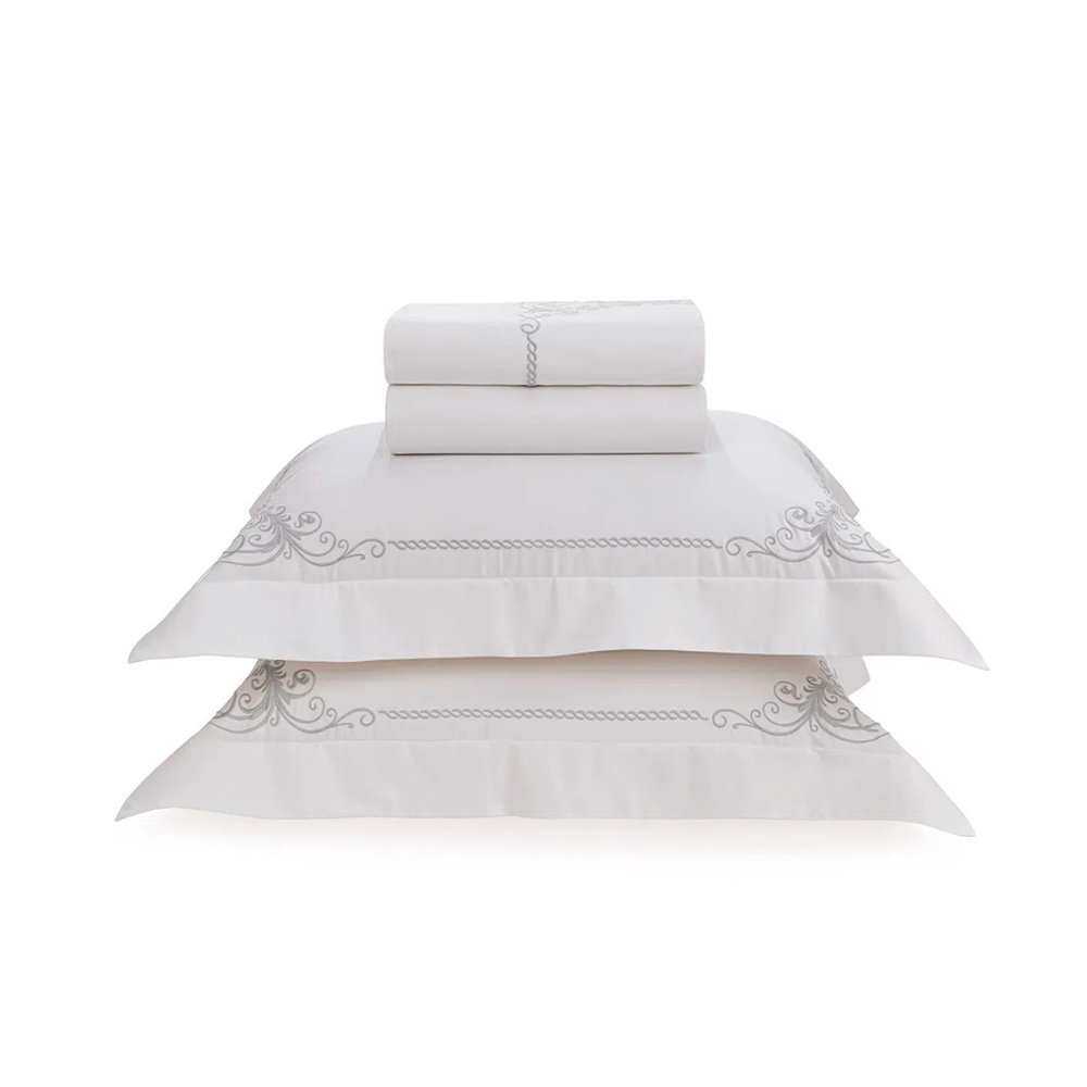 03 jogo de cama trussardi 300 fios 100 algodao duomo branco casal