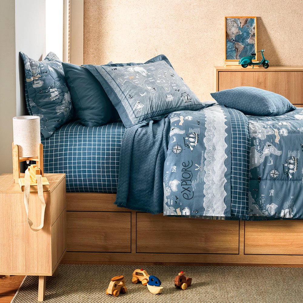 02 jogo de colcha karsten 200 fios 100 algodao infantil mundi casal