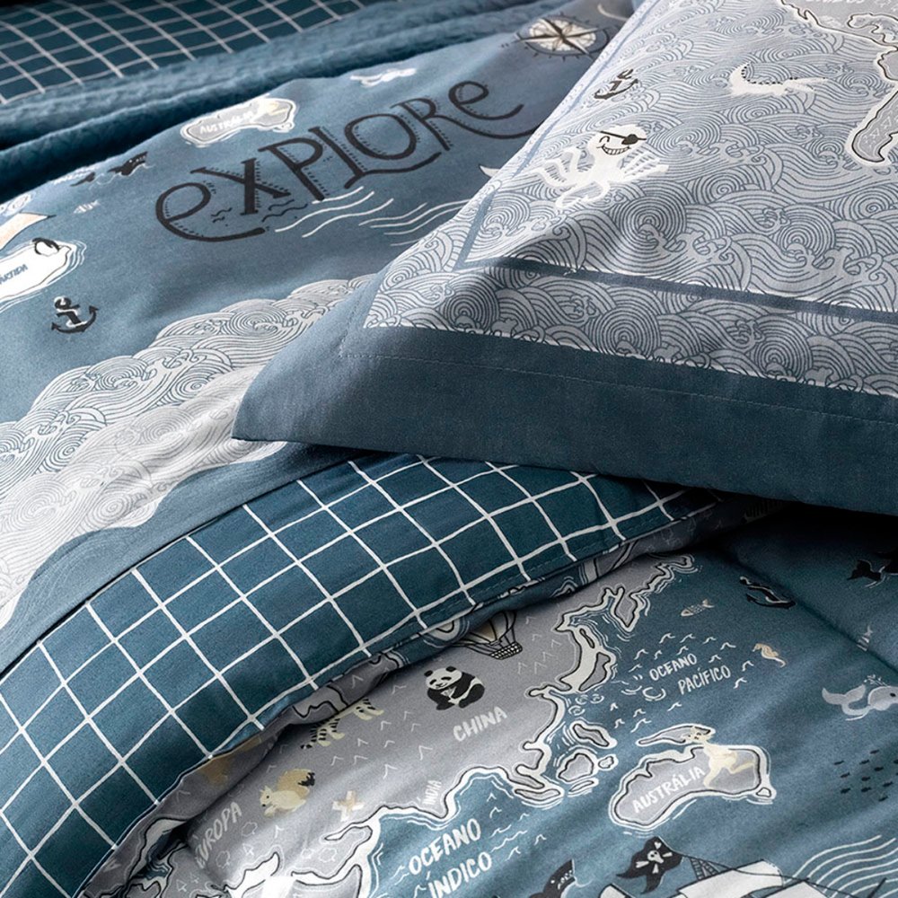 03 jogo de colcha karsten 200 fios 100 algodao infantil mundi casal