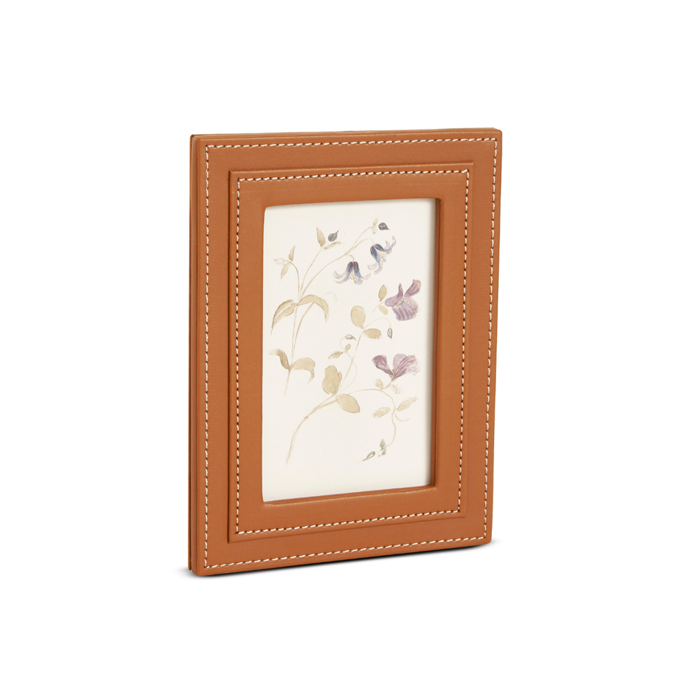 01 porta retrato em mdf com revestimento em pu marrom 15 x 20