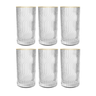 01 jogo de 06 copos altos dunas em vidro 370 ml transparente borda dourada
