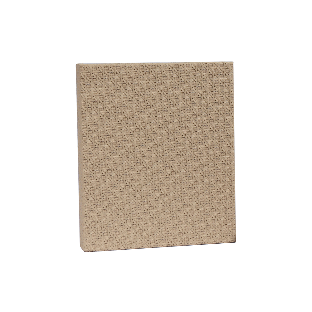 01 livro caixa com textura de palha em pu preto grande