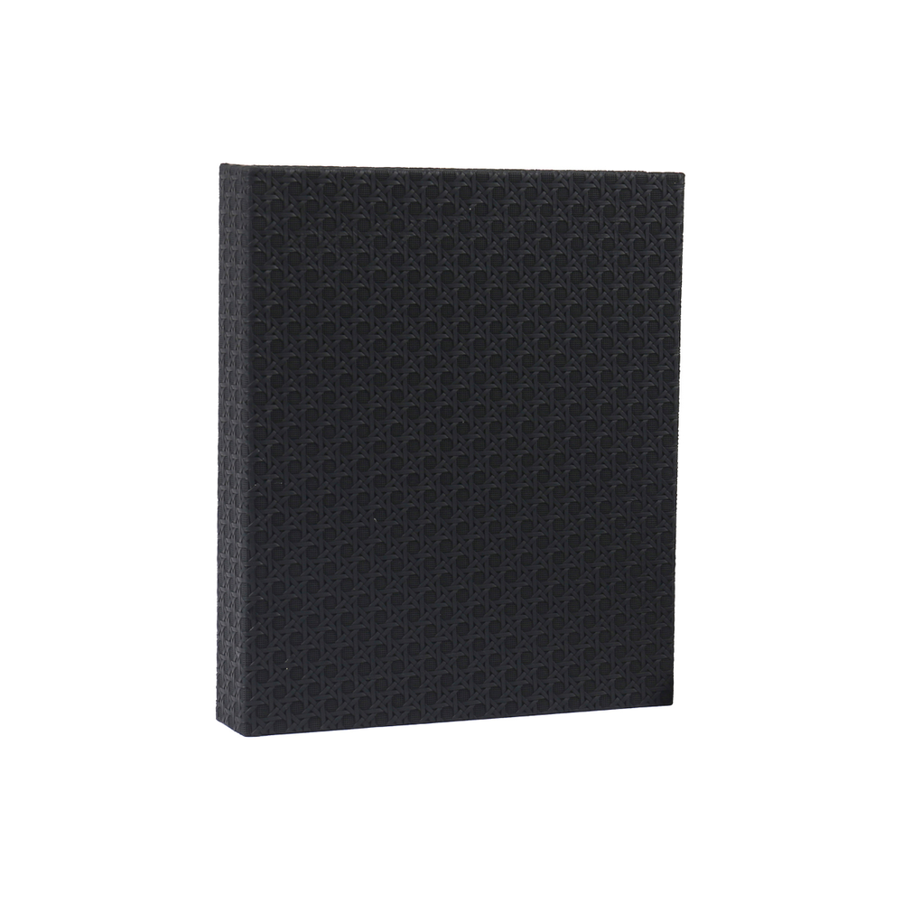 04 livro caixa com textura de palha em pu preto grande