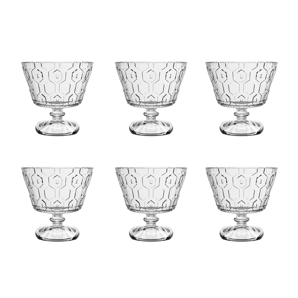 jogo de tacas de sobremesa em cristal eco 06 pecas 320ml favos 2